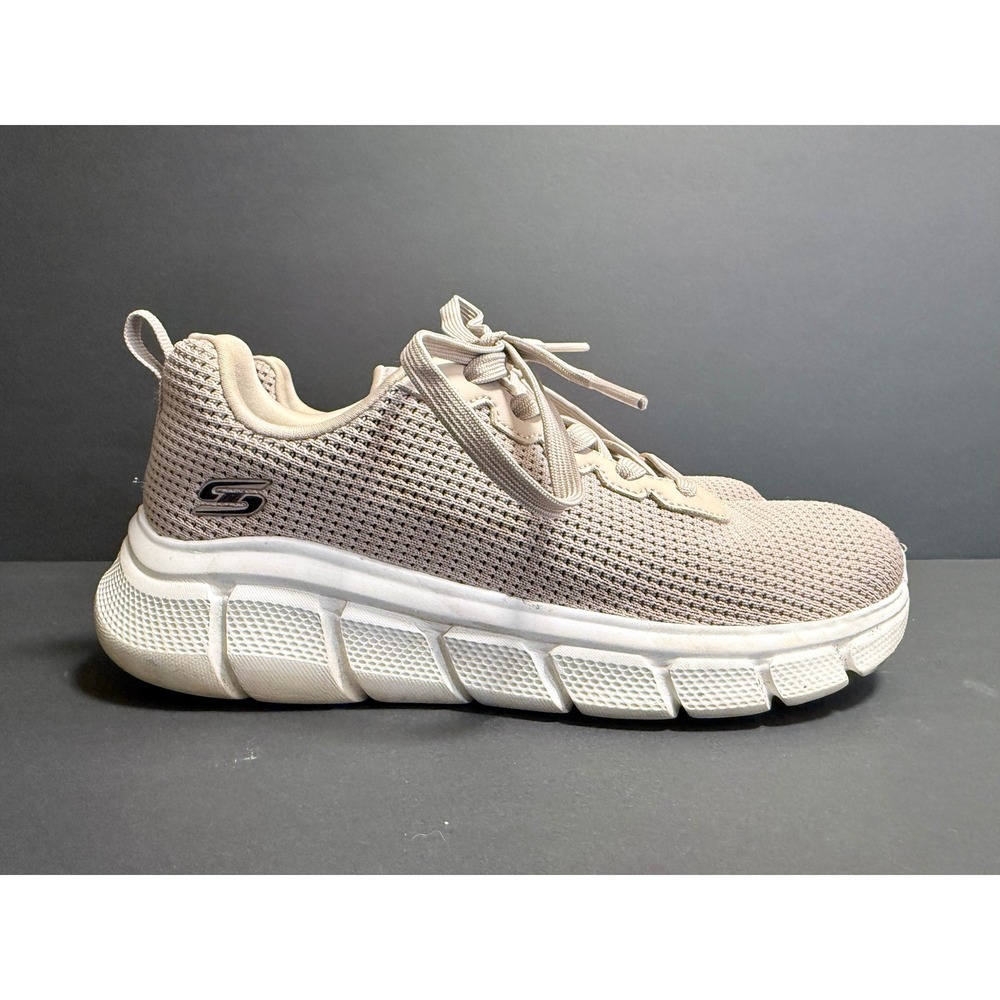 Skechers Bobs Sport Squad Tan Knit Memory Foam Sneakers Womens Shoes Size 6 - Picture 2 of 10